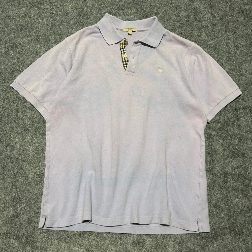 Burberry London Nova Check Polo Shirt Lavender Purple Size Large Vintage Goth
